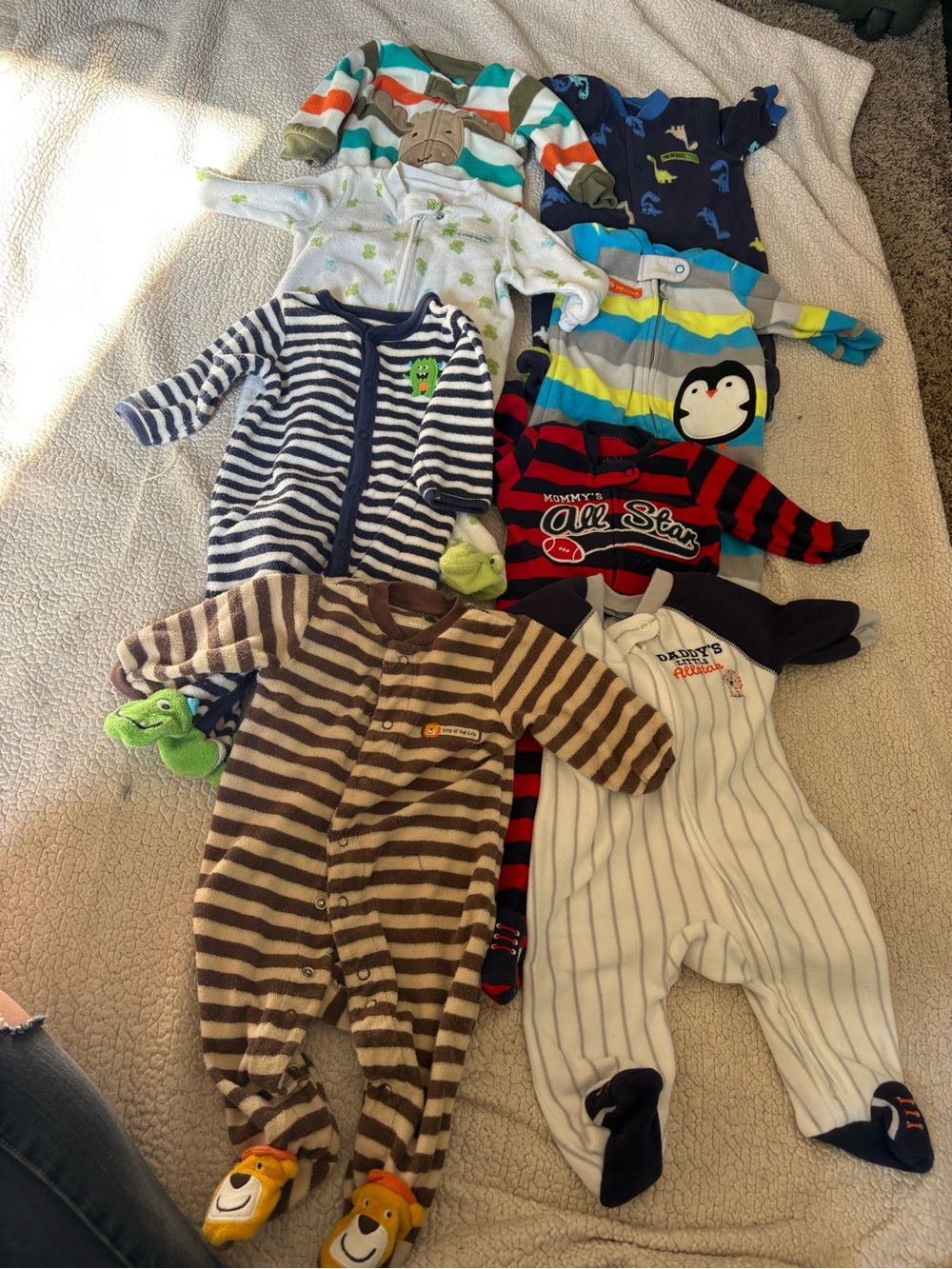 Striped Brown & White Baby One-Piece Sleeper